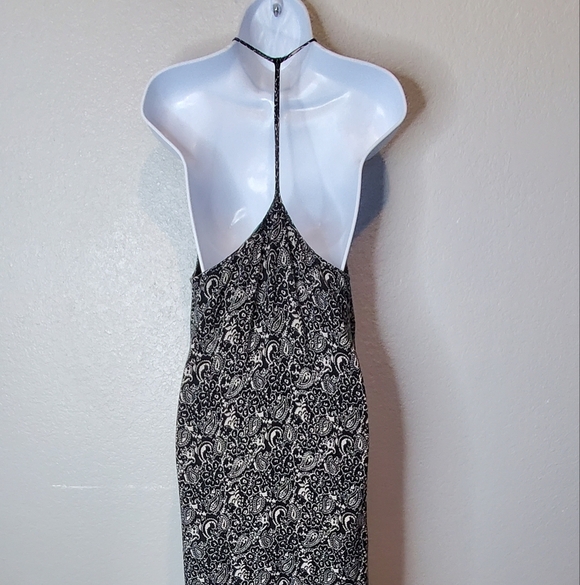 💚5/$25 Black & White Boho Print Maxi Slip Dress Size Small Flowy - Picture 8 of 10